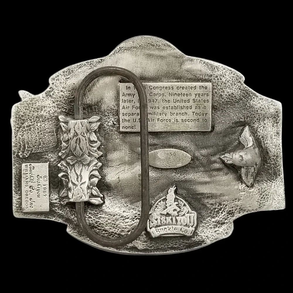 Vintage United States Air Force Pewter Belt Buckle 1987 Siskiyou Buckle‎ Co